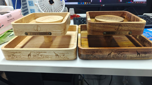 Acacia pistachio bowl set with 2 coaster