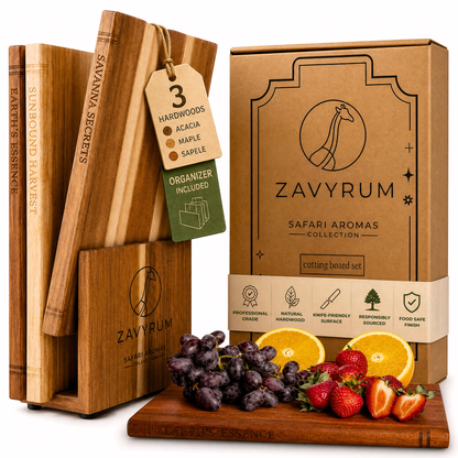 Book Cutting Board Set - 3 Hardwood Chopping Boards