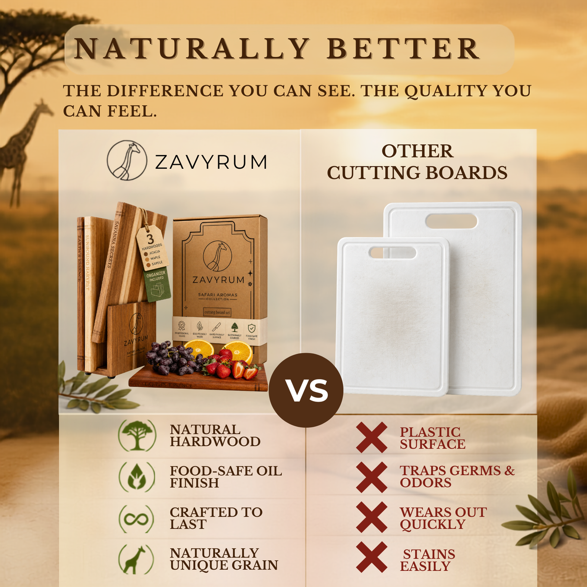 Book Cutting Board Set - 3 Hardwood Chopping Boards